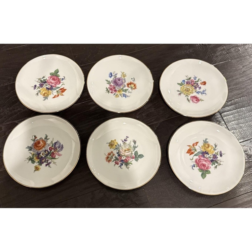 JWK Bavaria Western Germany Floral Flower Salad Plates Plate 7.5 Inch Set Of 6